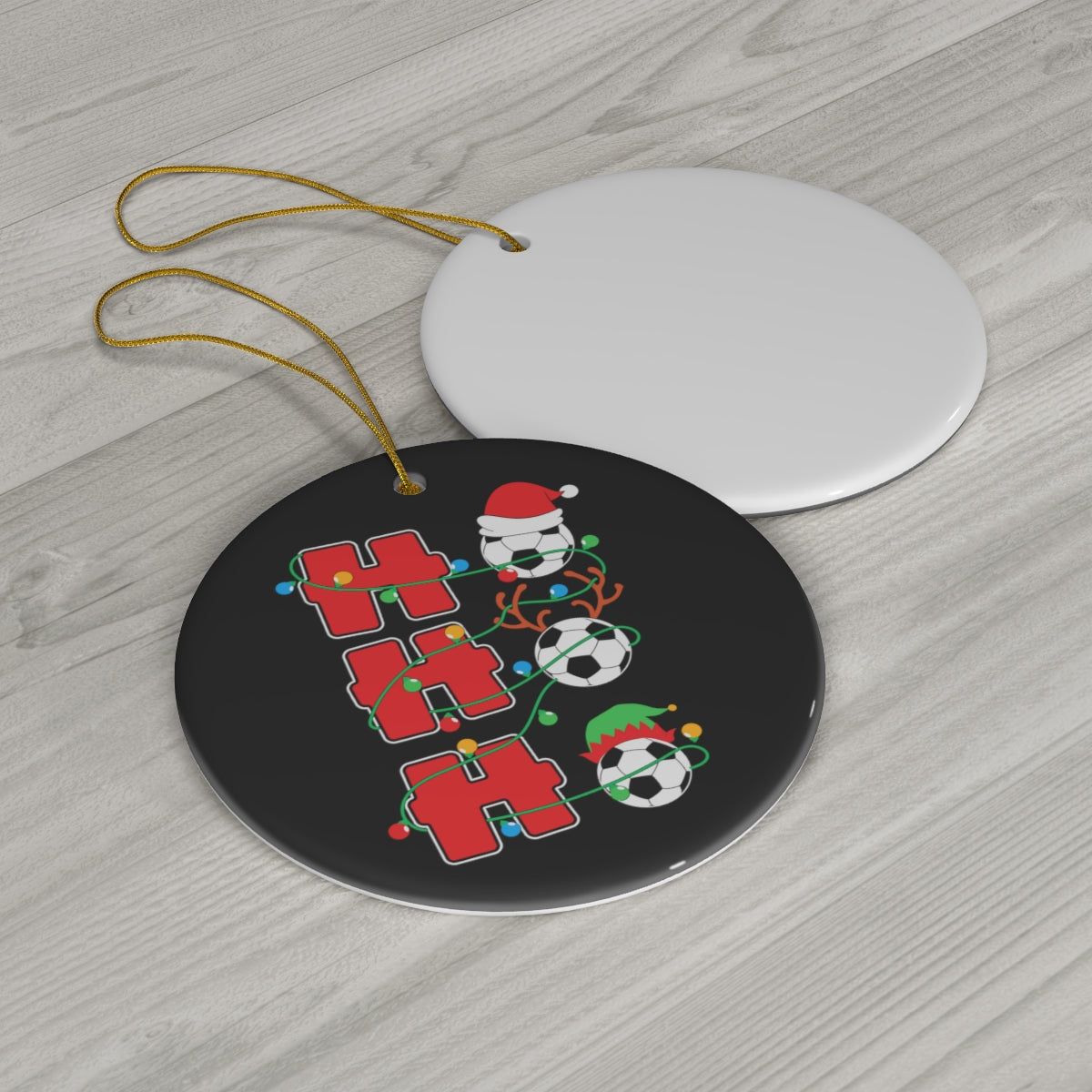 Soccer Ho Ho Ho Christmas Ornament