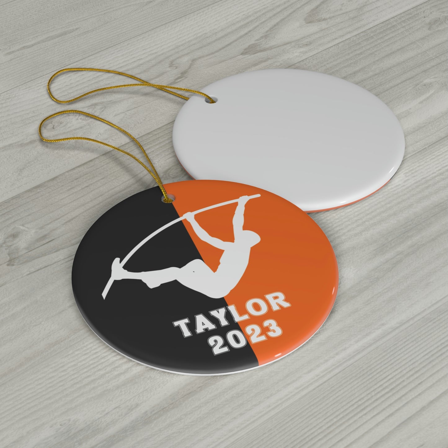 Pole Vault Ornament, 2023 Personalized Boys Track and Field Christmas Ornament, Ceramic Tree Ornament