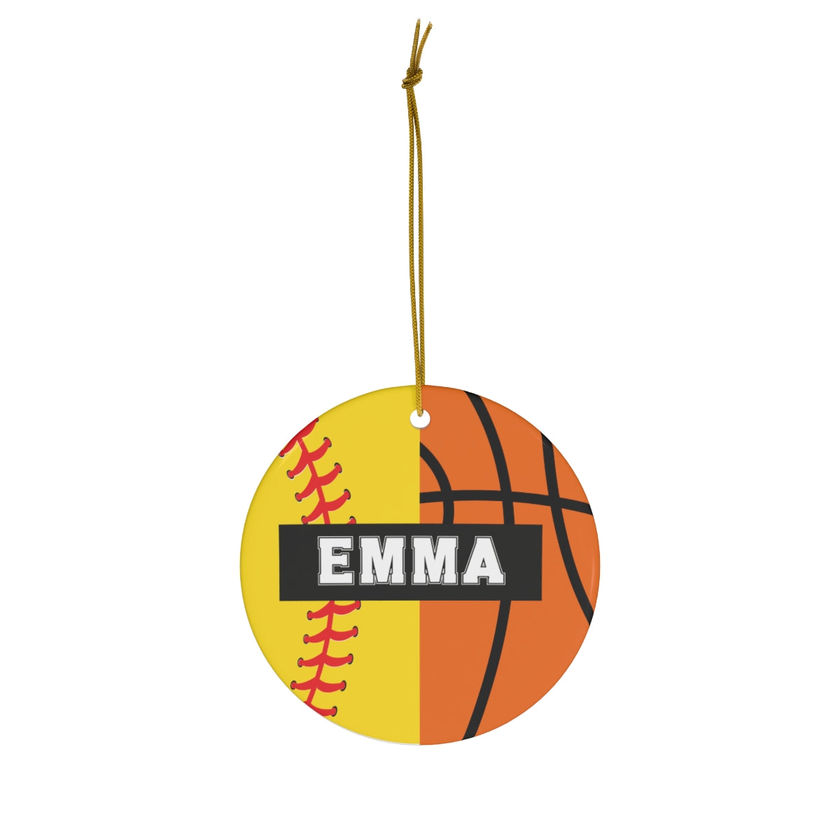 Basketball Softball Christmas Ornament - 2 Sport Athlete