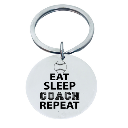Baseball Coach Keychain-Eat Sleep Repeat