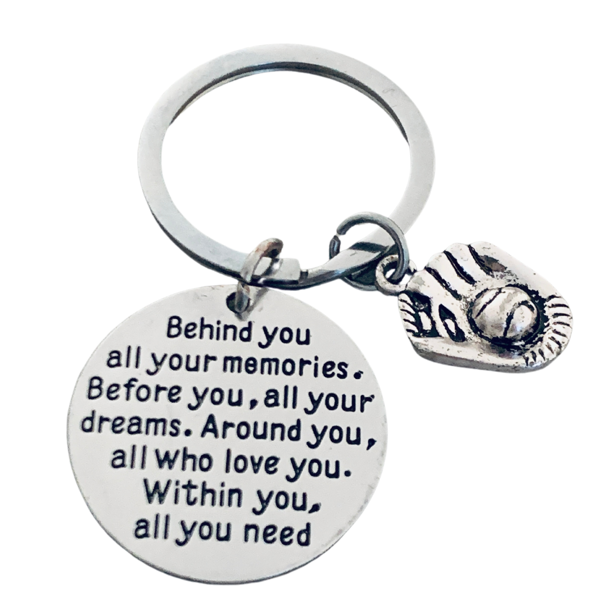 Softball Keychain - Behind You All Your Memories