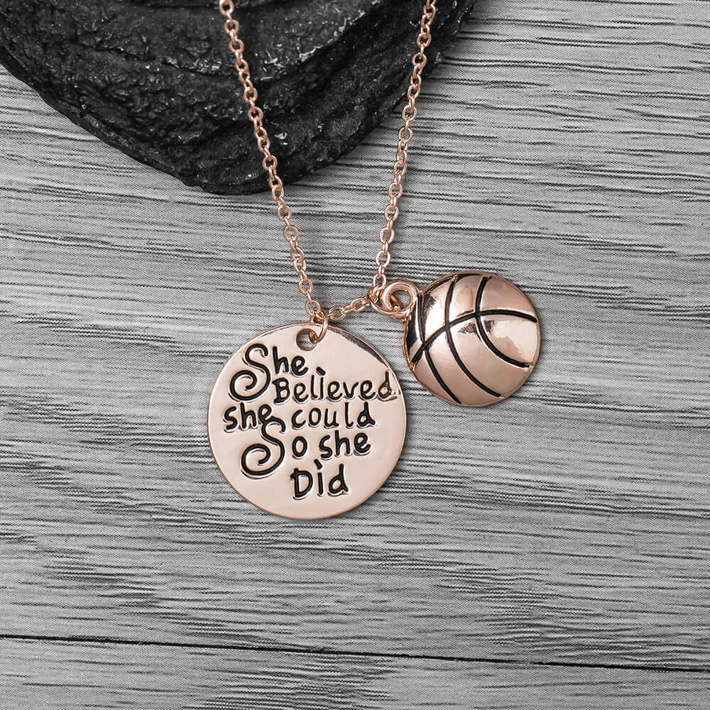 Basketball She Believed She Could So She Did Necklace - Sportybella