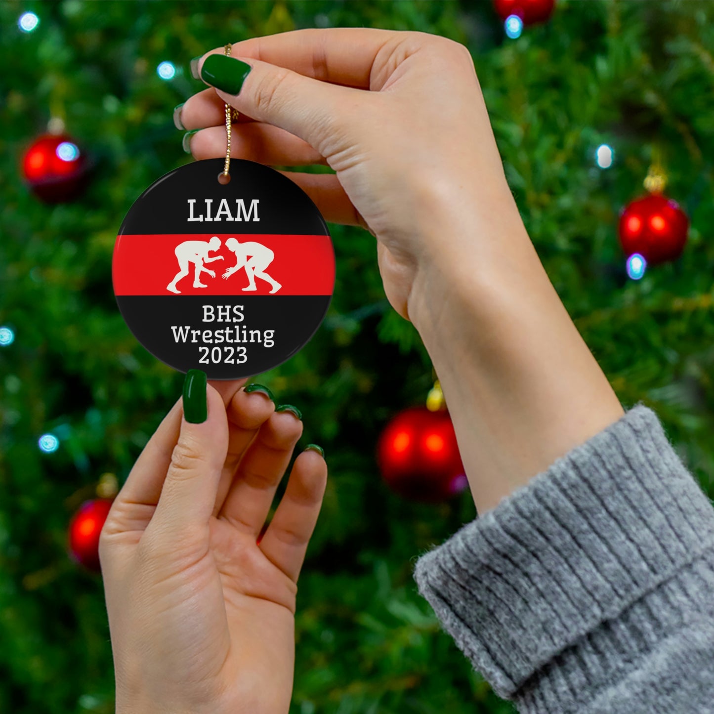 Wrestling Ornament, 2023 Personalized Wrestling Christmas Ornament, Ceramic Tree Ornament for Wrestlers