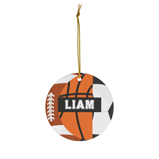 Basketball Football Soccer Christmas Ornament - 3 Sport Athlete