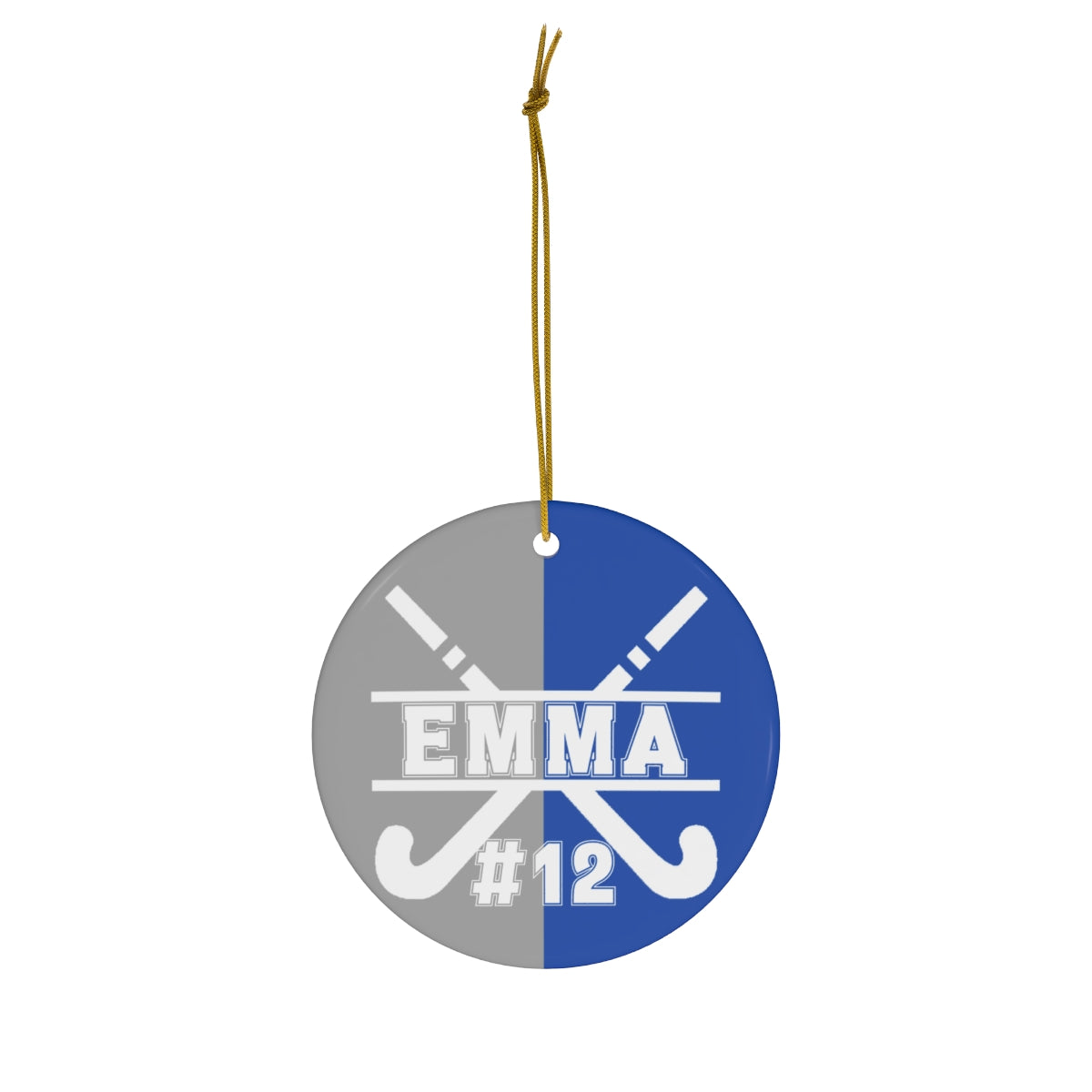 Personalized Field Hockey Ornament with Name and Number