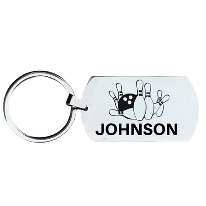 Personalized Engraved Bowling Keychain