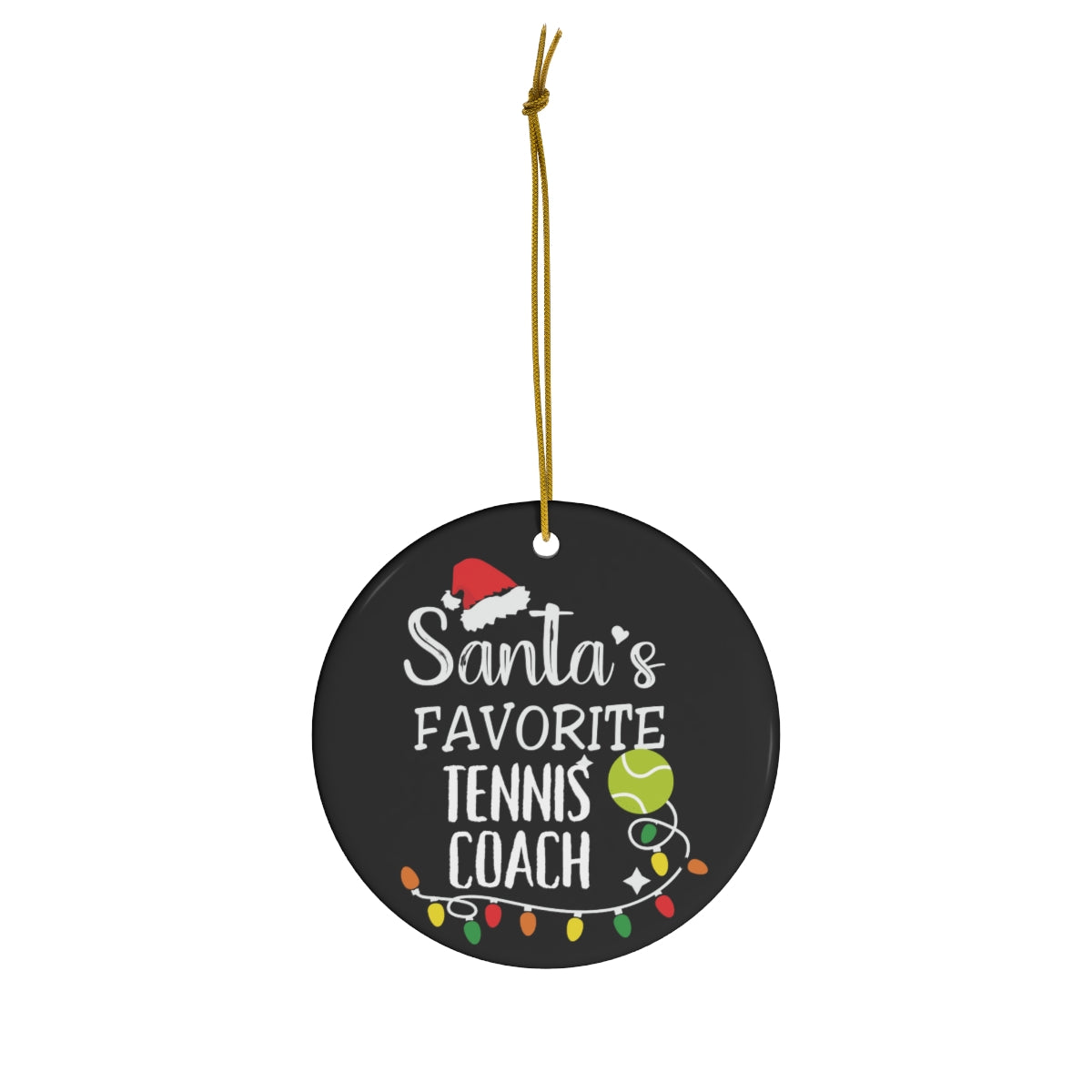 Tennis Coach Christmas Ceramic Tree Ornament