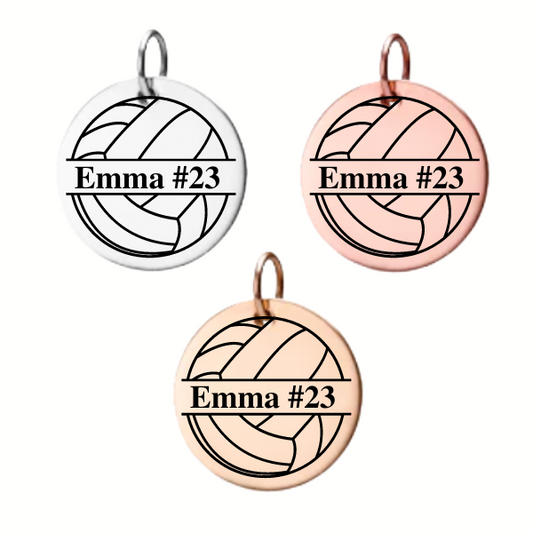Personalized Volleyball Engraved Charm