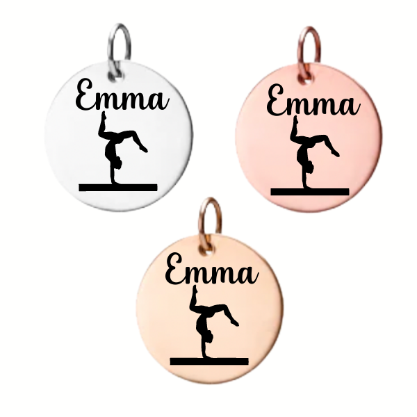 Personalized Gymnastics Engraved Charm