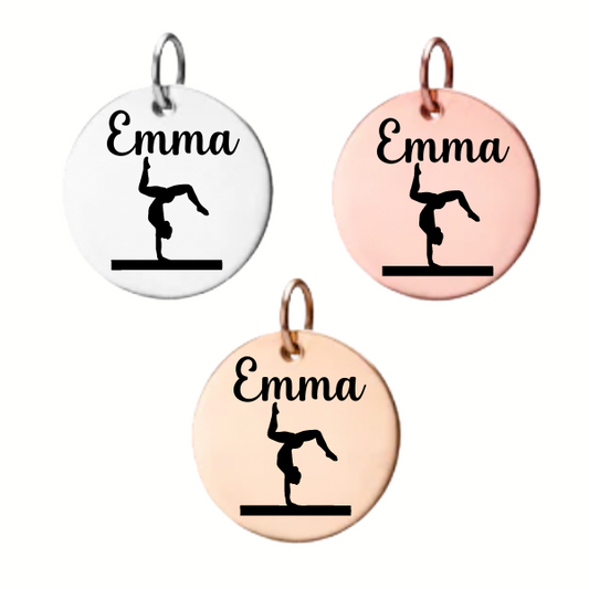 Personalized Gymnastics Engraved Charm