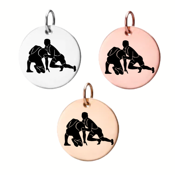 Personalized Wrestling Engraved Charm