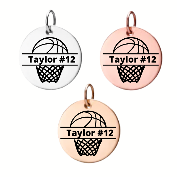 Personalized Basketball Ring Engraved Charm
