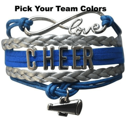 Infinity Cheer Bracelet - Blue and Silver Color - Pick Your Team Colors