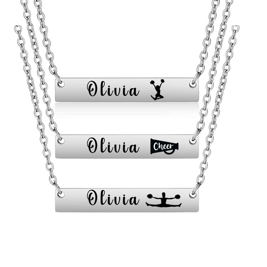 girls Personalized Cheer Bar Necklace