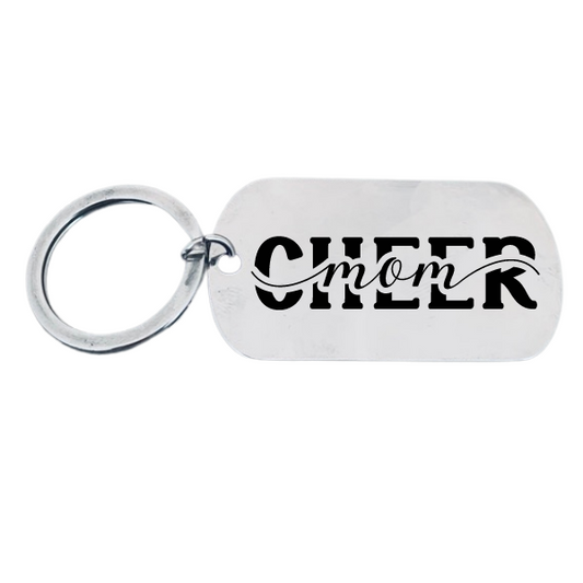 Cheer Mom Keychain - Rectangle Shape - Pick Style