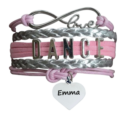 Custom Engraved Pink Dance Infinity Bracelet