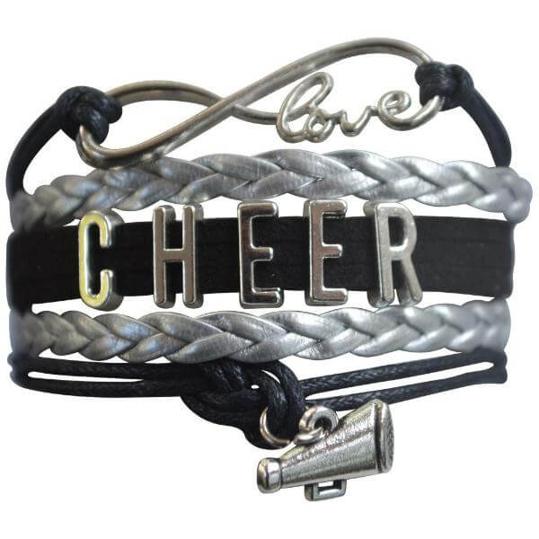 Infinity Cheer Bracelet - Black and Silver Color