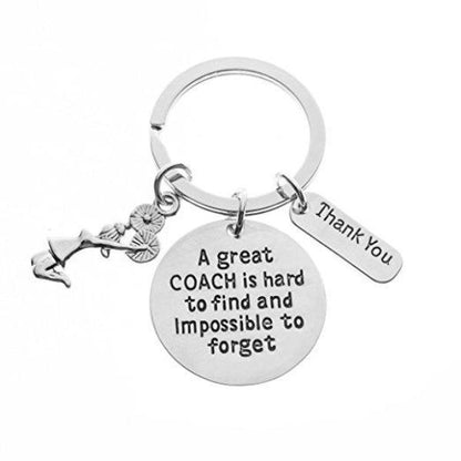 Cheer Great Coach is Hard to Find But Impossible to Forget Keychain - Sportybella