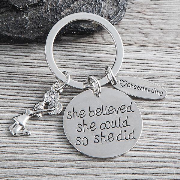 Cheer She Believed She Could So She Did Keychain - Sportybella