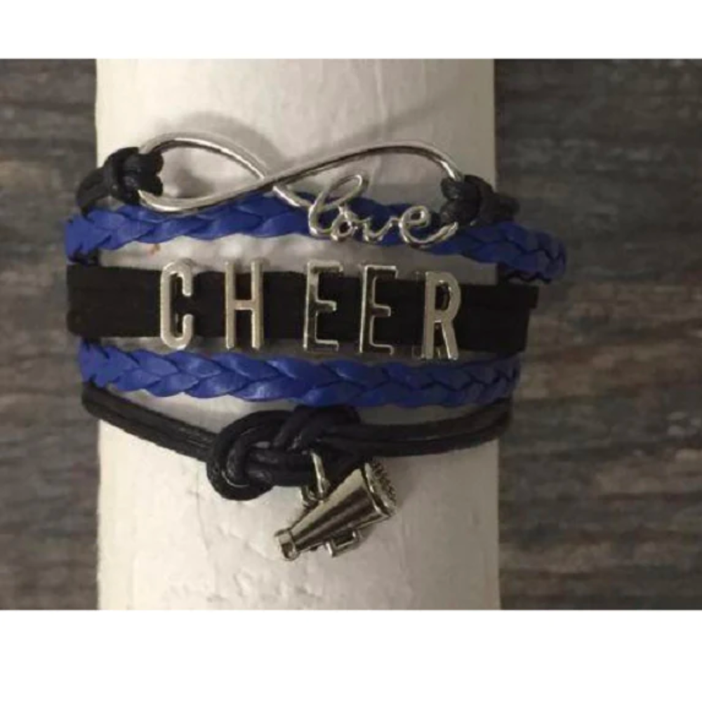 Infinity Cheer Bracelet - Blue and Black Color