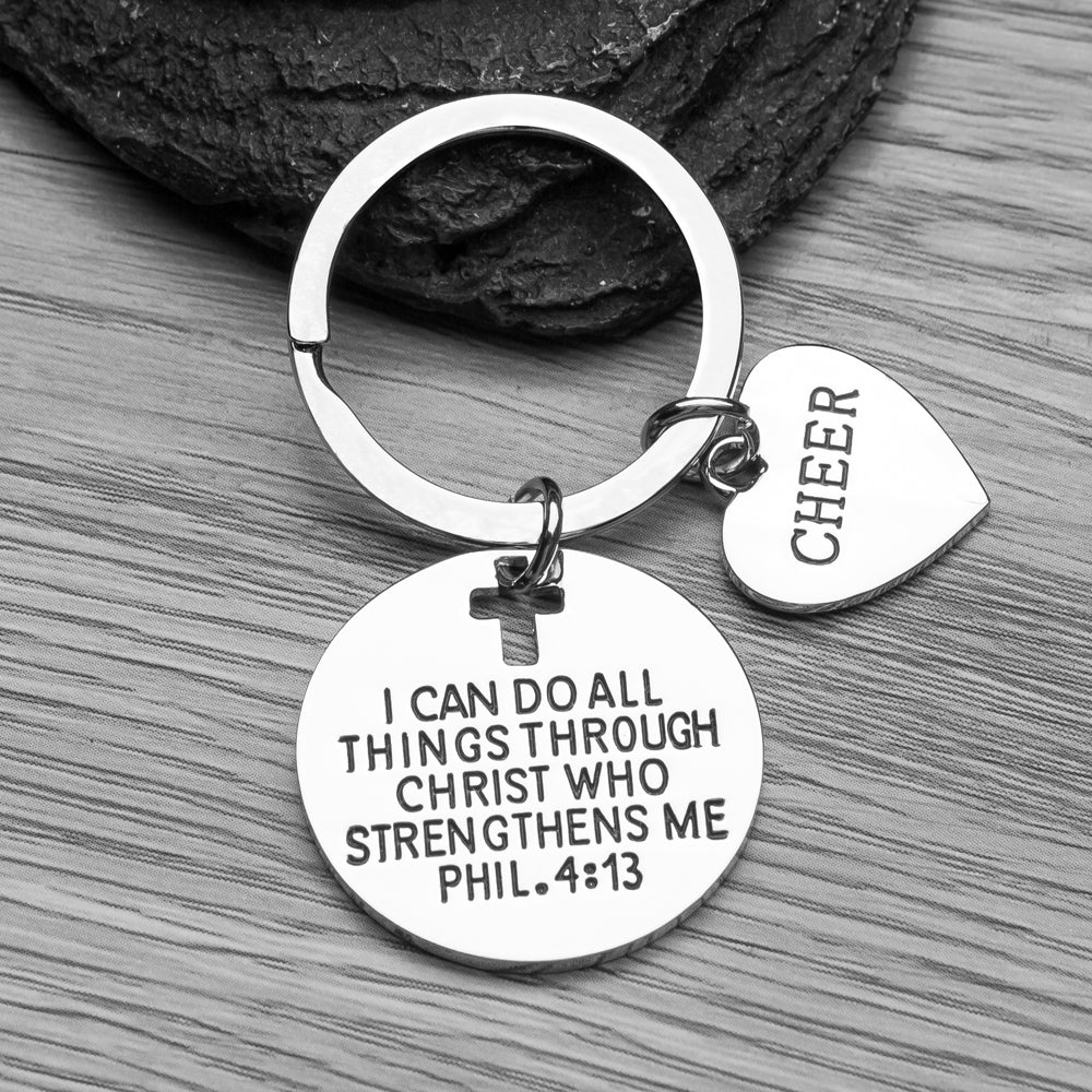Cheer I Can Do All Things Through Christ Who Strengthens Me Phil. 4:13 Charm Keychain - Sportybella