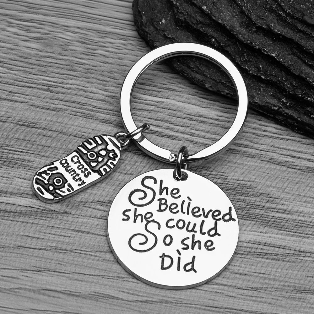 Cross Country Keychain - She Believed She Could