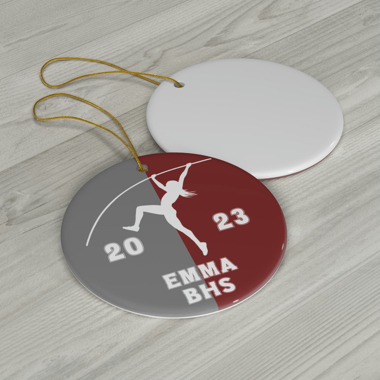Pole Vault Ornament, 2023 Personalized Girls Track and Field Christmas Ornament, Ceramic Tree Ornament
