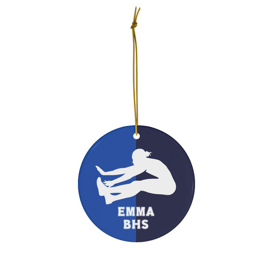 Long Jump Ornament, Personalized Girls Track and Field Christmas Ornament, Ceramic Tree Ornament