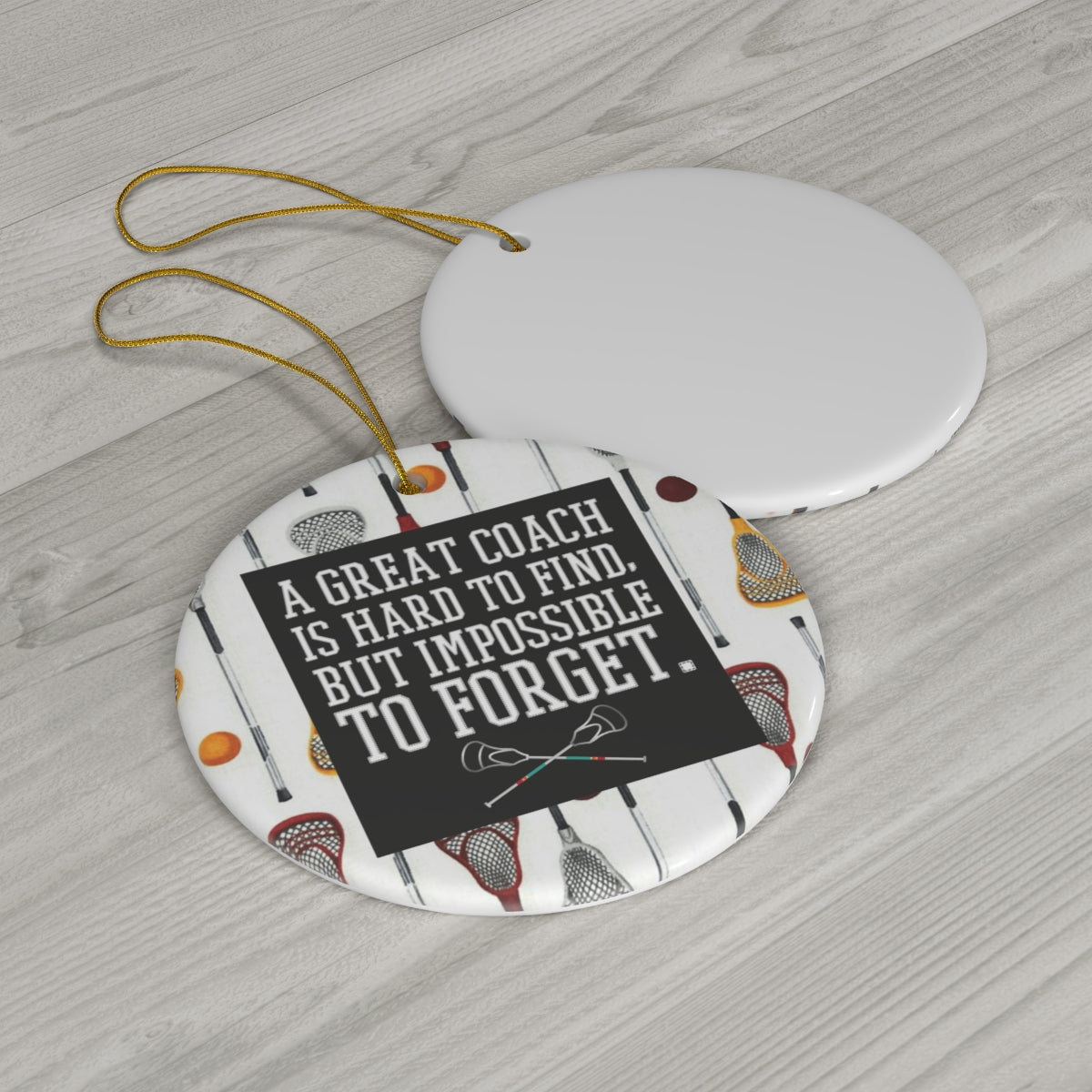 Lacrosse Coach Ornament - White