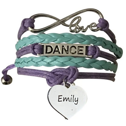 Custom Engraved Dance Infinity Bracelet - Pick Colors