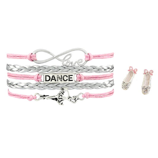 girls dance bracelet and earrings gift set