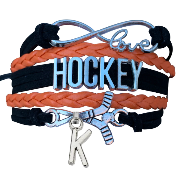 Hockey Initial Charm Bracelet - Pick Color