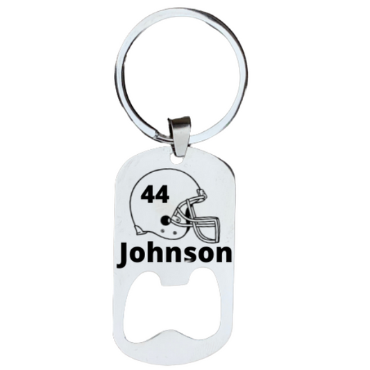 Personalized Engraved Football Bottle Opener Keychain