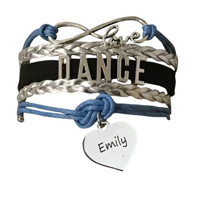 Custom Engraved Dance Infinity Bracelet - Pick Colors