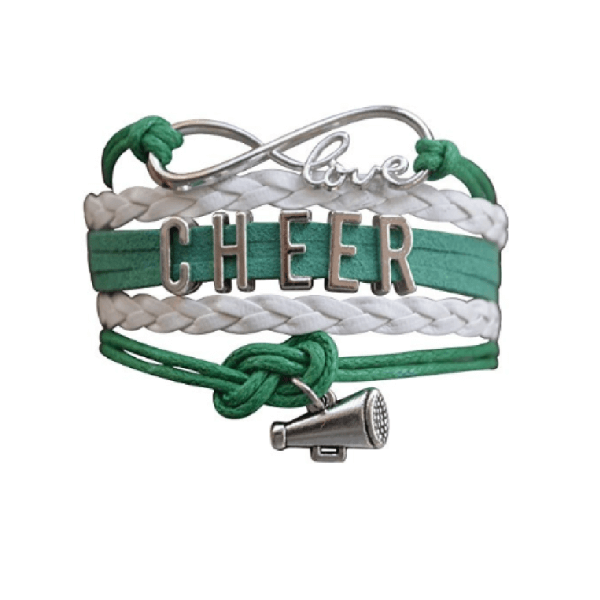 Infinity Cheer Bracelet - Green and White Color