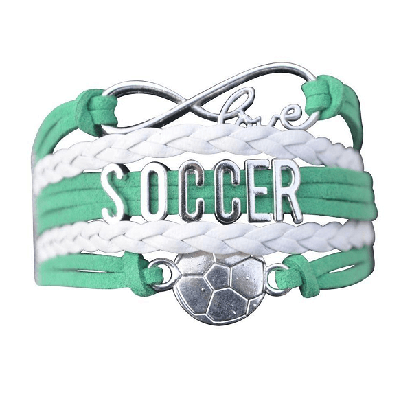 Girls Soccer Bracelet - Green and White Color