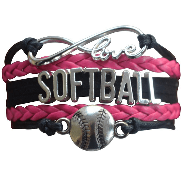 Girls Softball Bracelet - Black and Pink Color