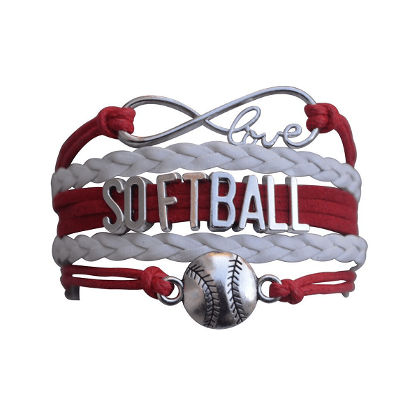 Girls Softball Bracelet - Red and White Color