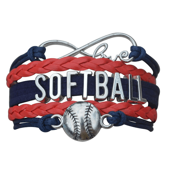 Girls Softball Bracelet - Blue and Red Color