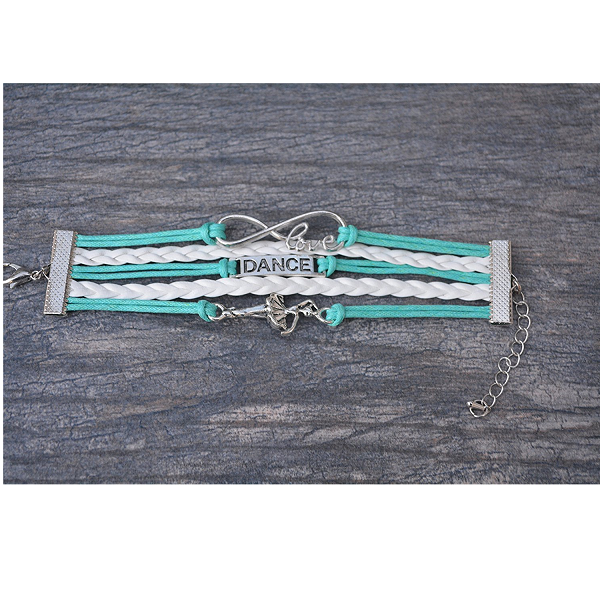 Girls Dance Infinity Bracelet- Teal - Sportybella