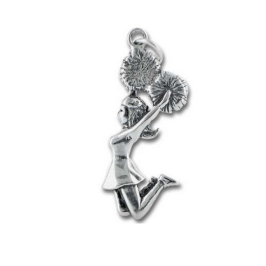 Love2Cheer, Sterling Silver Cheerleader Megaphone with Enamel and Pink CZ - Children's Adoré Charm