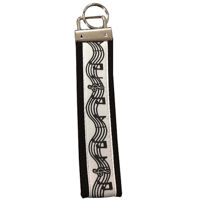Music Note Keychain in Black and White Color