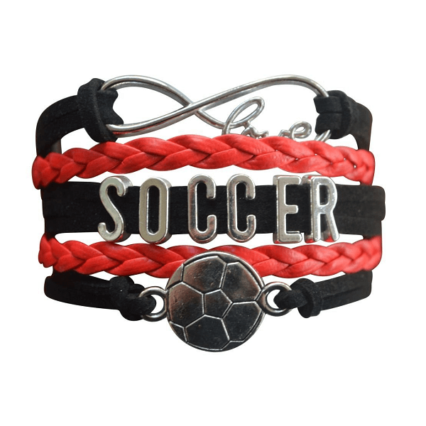 Girls Soccer Bracelet - Black and Red Color