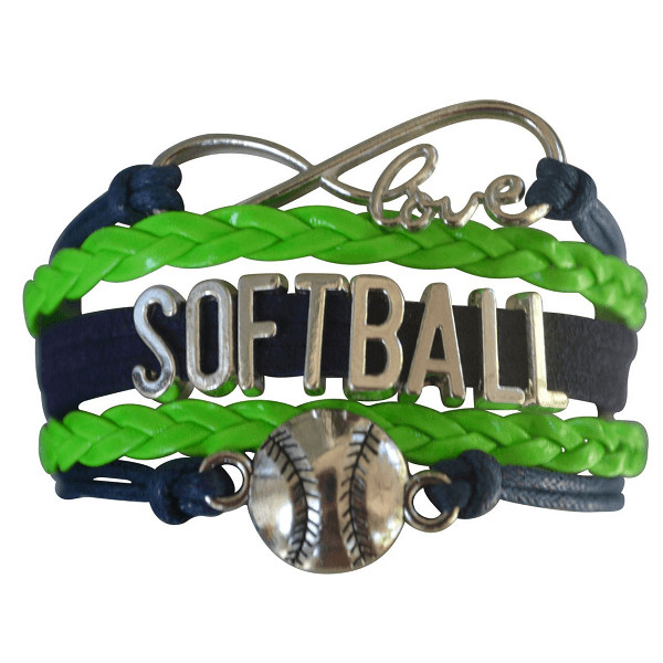 Girls Softball Bracelet - Blue and Green Color