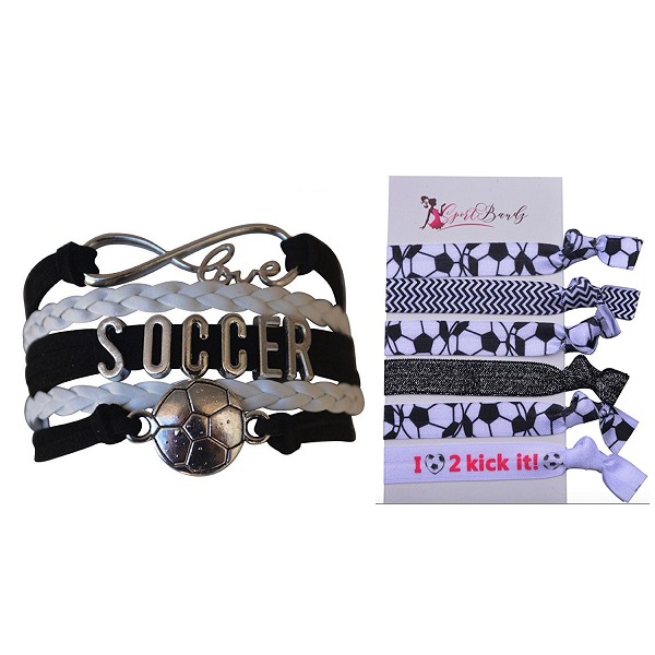 Soccer Jewelry Set (Bracelet & Hairties) - Sportybella