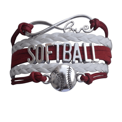 Girls Softball Bracelet - White and Red Color