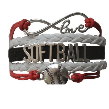 Girls Softball Bracelet - White, Red and Black Color