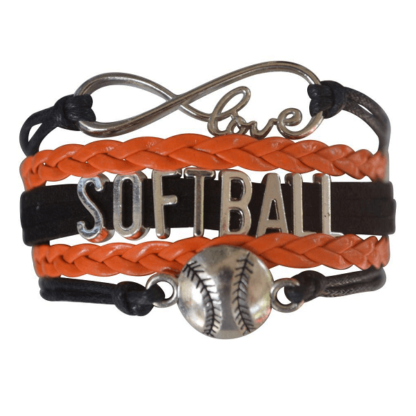 Girls Softball Bracelet - Black and Orange Color