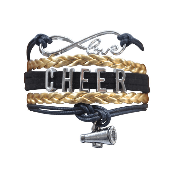 Infinity Cheer Bracelet - Black and Gold Color