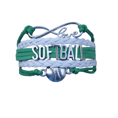 Girls Softball Bracelet - Green and White Color